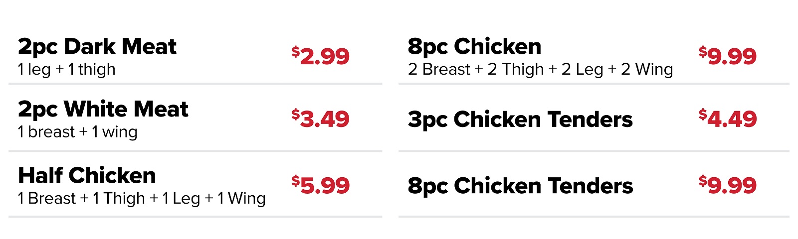 kwik trip chicken prices menu