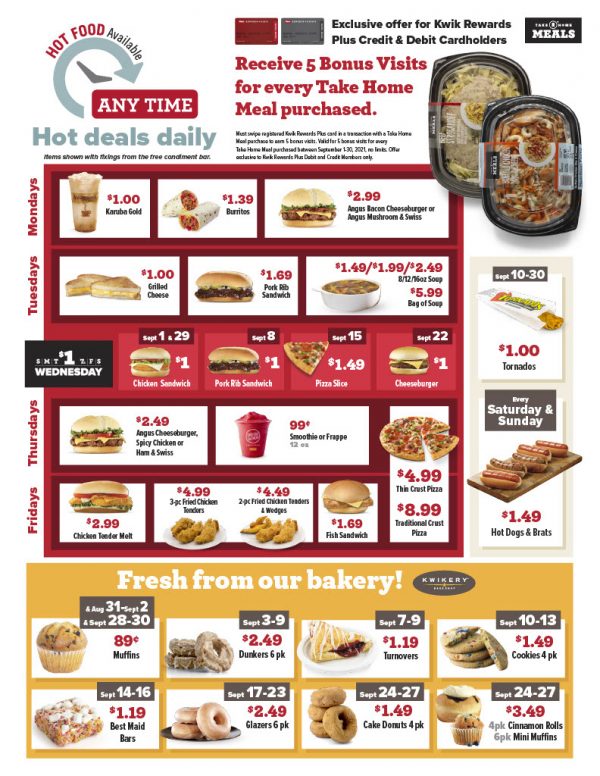 kwik trip de pere menu