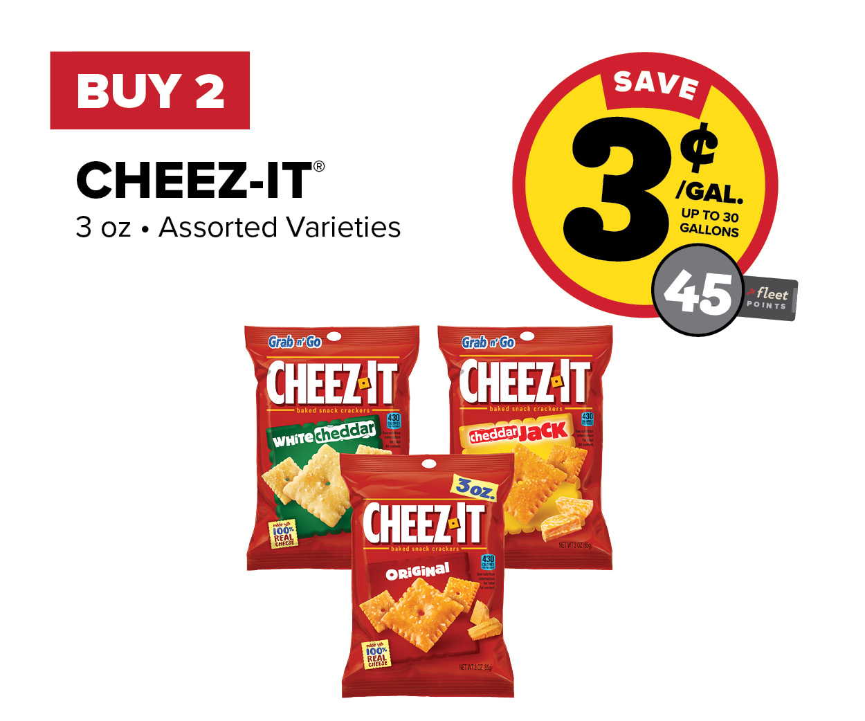 Buy 2 Cheez Its 3oz Earn 3 Cents per Gallon or 45 Fleet Points
