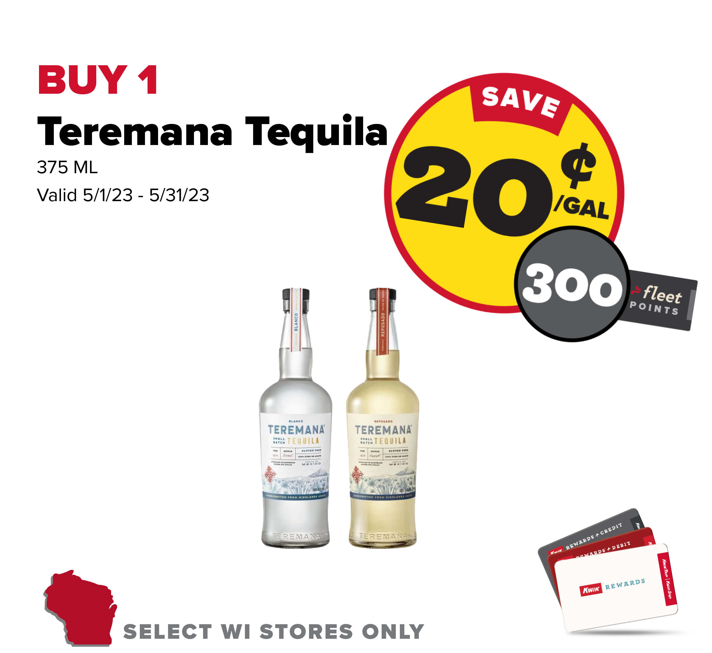 Buy 1 Teremana Tequila 375ml Earn 20 Cents Per Gallon or 300 Fleet Points