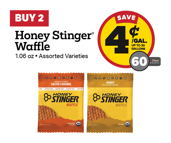 Buy 2 Honey Stinger Earn 4 Cents per Gallon or 60 Fleet Points