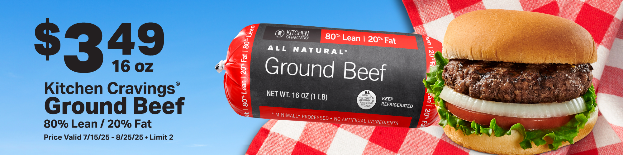    $3.49 Kitchen Cravings 80/20 Ground Beef