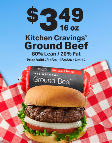    $3.49 Kitchen Cravings 80/20 Ground Beef