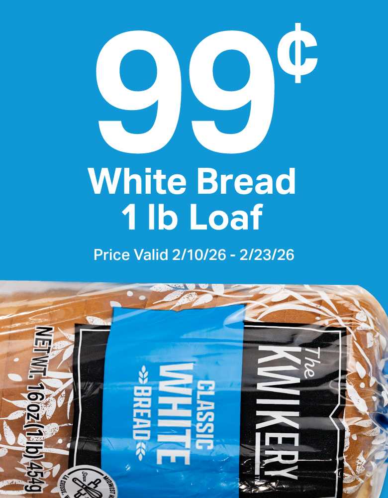    99¢ White Bread 1lb Loaf - Price Valid 2/10/26 - 2/23/26
