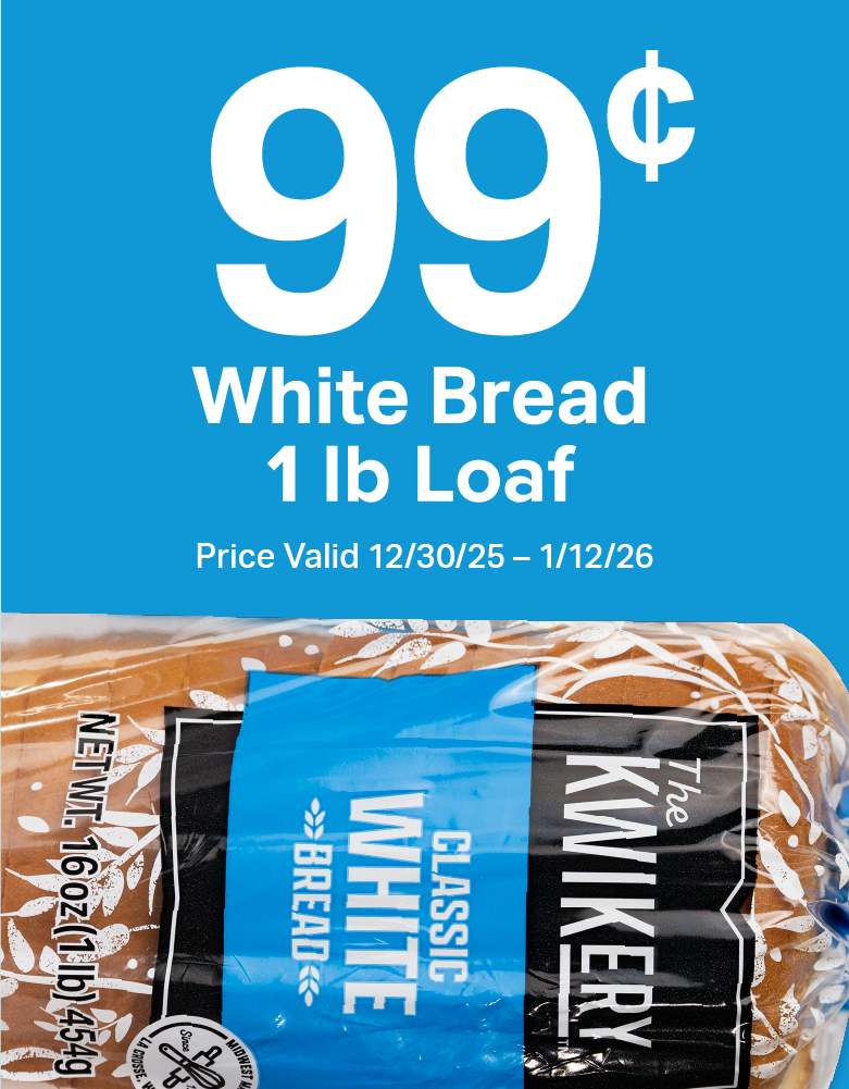    99¢ White Bread 1lb Loaf - Price Valid 12/30/25 - 1/12/26