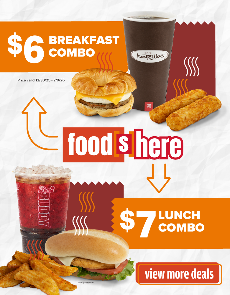 $6 breakfast combo - $7 lunch combo. View more deals