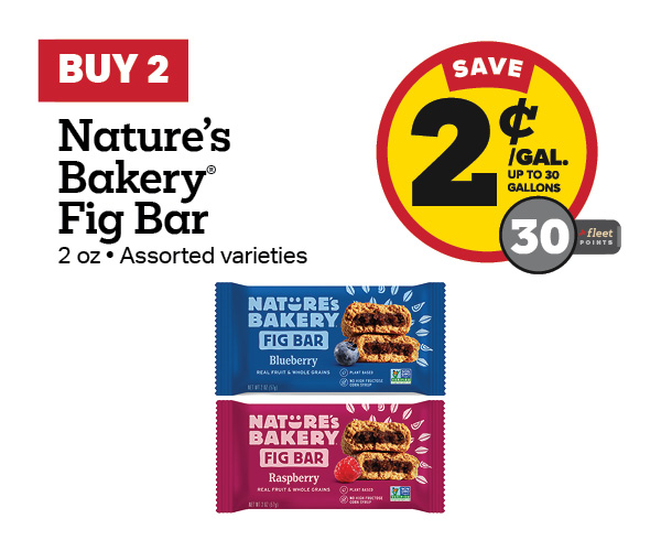 Buy 2 Nature's Bakery Fig Bar 2oz Earn 2 Cents Per Gallon or 30 Fleet Points
