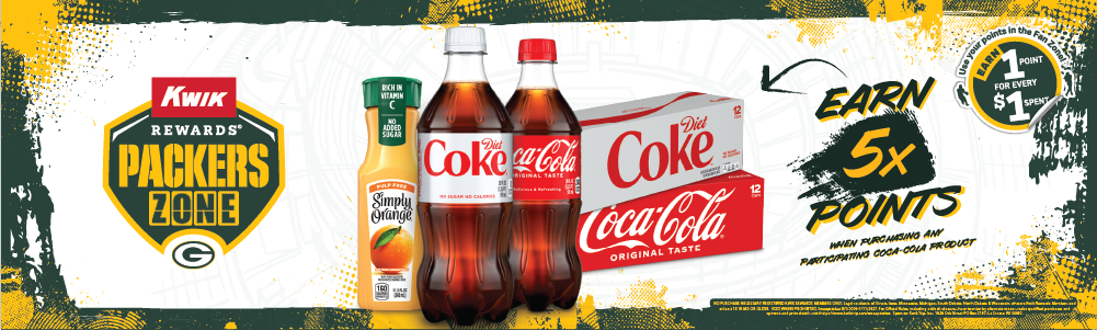 earn 5x points on participating coke products in the packers zone