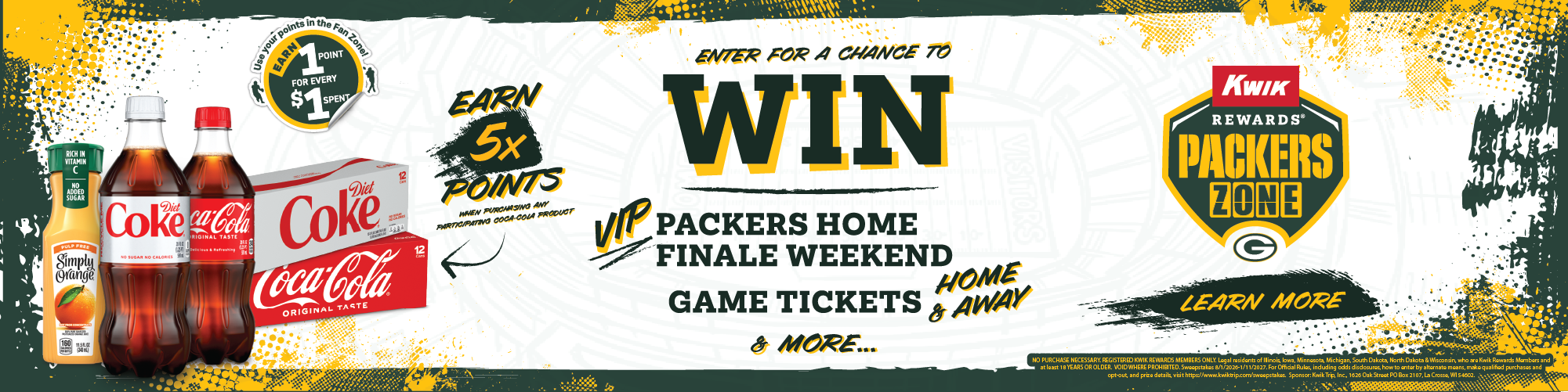 win packers prizes like VIP packers home finale weekend, game tickets, and signed memorabilia. learn more