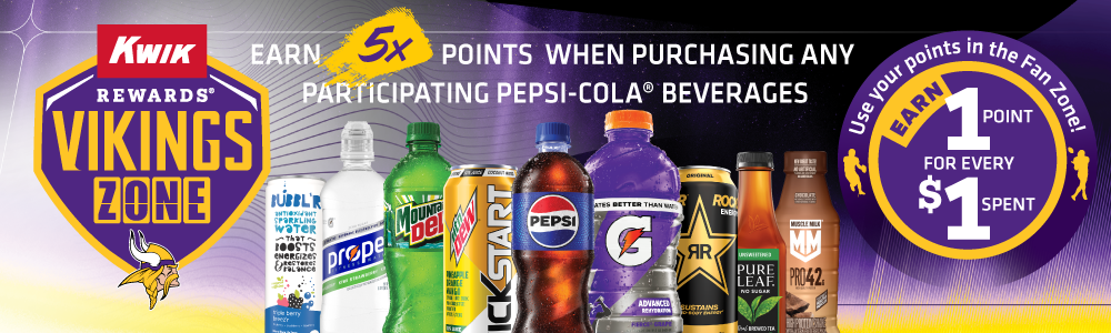 earn 5x points on participating pepsi products in vikings zone
